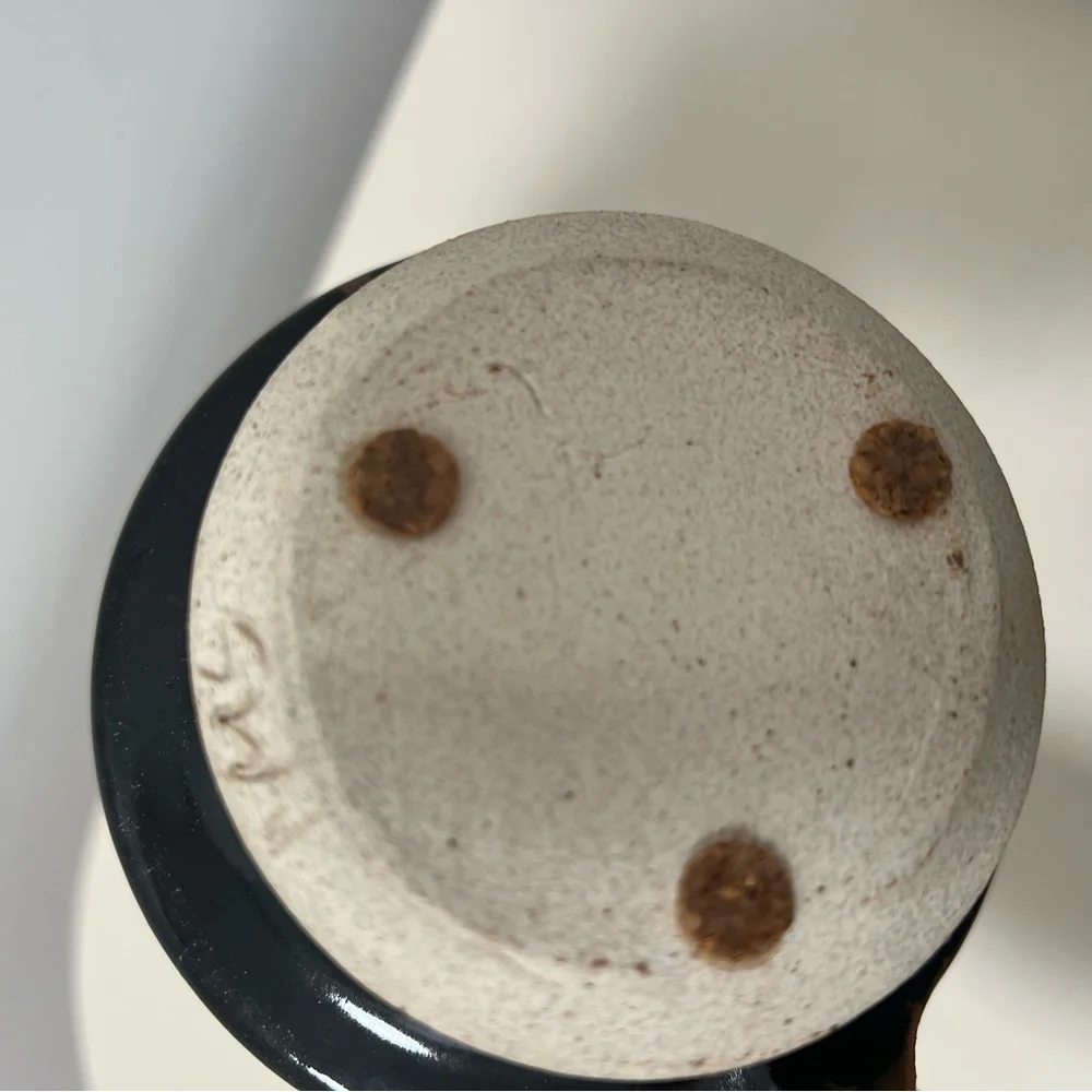 GORGEOUS HANDMADE STUDIO POTTERY CHAMBERSTICK TAPERED CANDLE HOLDER - SURF SHACK
